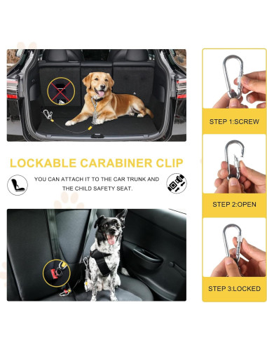 Cinturón de Seguridad para Perros HYLIYAKI 5 en 1 Negro 40 CM