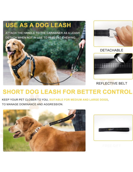 Cinturón de Seguridad para Perros HYLIYAKI 5 en 1 Negro 40 CM