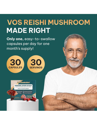 Cápsulas de Hongo Reishi Rojo Ganoderma lucidum 70mg 30 Unidades