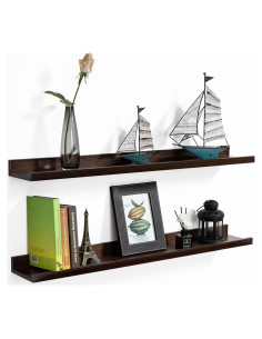Estantes Flotantes AZSKY 91 cm Nogal Oscuro Juego de 2