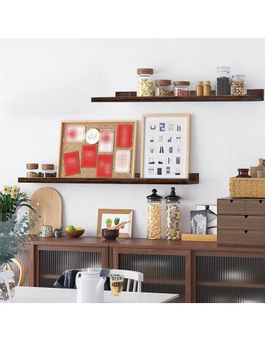 Estantes Flotantes AZSKY 91 cm Nogal Oscuro Juego de 2