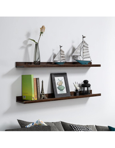 Estantes Flotantes AZSKY 91 cm Nogal Oscuro Juego de 2