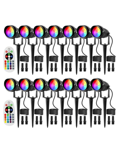 Luces de Paisaje LED RGBW Junview 10W 14 Paquetes Impermeables