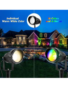 Luces de Paisaje LED RGBW Junview 10W 14 Paquetes Impermeables 2