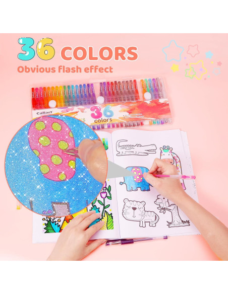 36 Lápices de Gel Brillantes Caliart - Punta Fina 0.7mm