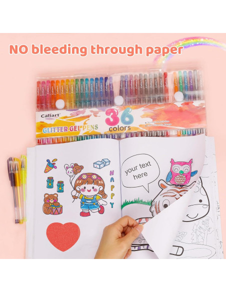 36 Lápices de Gel Brillantes Caliart - Punta Fina 0.7mm