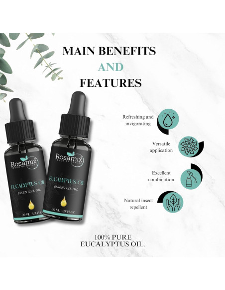 Aceite Esencial de Eucalipto Puro Rosamix 30ml - Aromaterapia