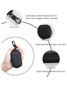 Cubierta de Llave Remota Amiss - Funda de Cuero Genuino Negra 2