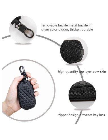 Cubierta de Llave Remota Amiss - Funda de Cuero Genuino Negra