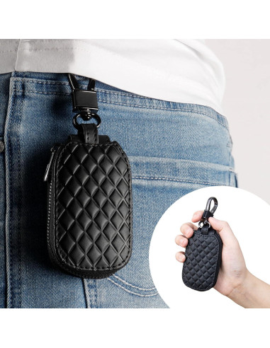 Cubierta de Llave Remota Amiss - Funda de Cuero Genuino Negra