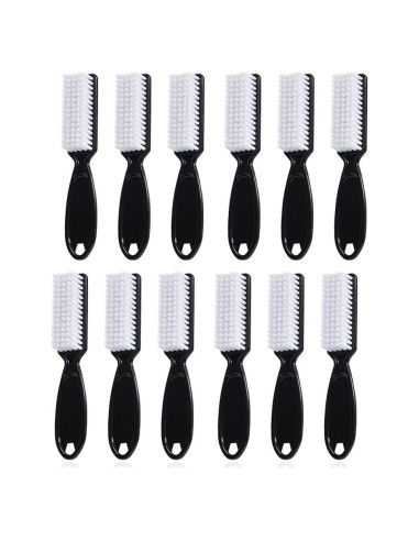 12 Cepillos de Uñas SQULIGT con Agarre Negro para Manicura