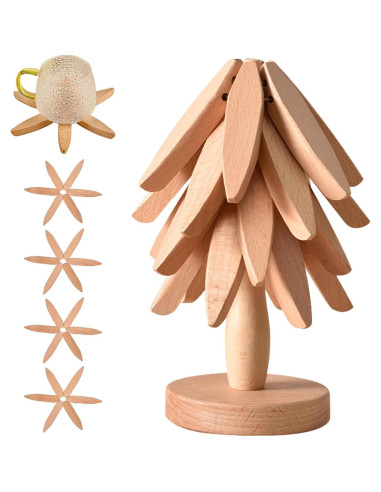 Juego de Trivetes de Madera OFCTE en Forma de Árbol 5 Piezas