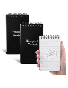 Paquete de 2 Cuadernos Impermeables Aeaocvo 7.6x12.7cm Negro