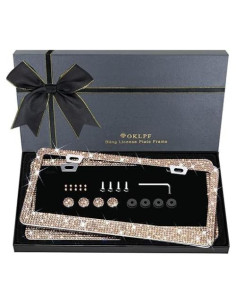 Marco de Placa de Licencia Brillante OKLPF 2PCS Champán