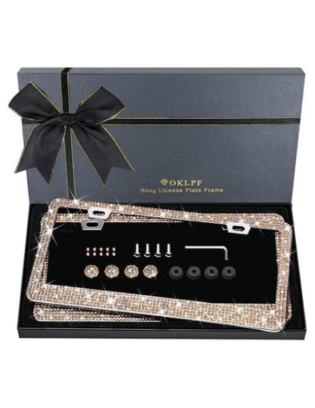 Marco de Placa de Licencia Brillante OKLPF 2PCS Champán
