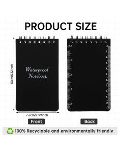 Paquete de 2 Cuadernos Impermeables Aeaocvo 7.6x12.7cm Negro 2