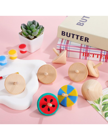 Trompos de Madera Sin Terminar NUOBESTY 12 Piezas para Pintar