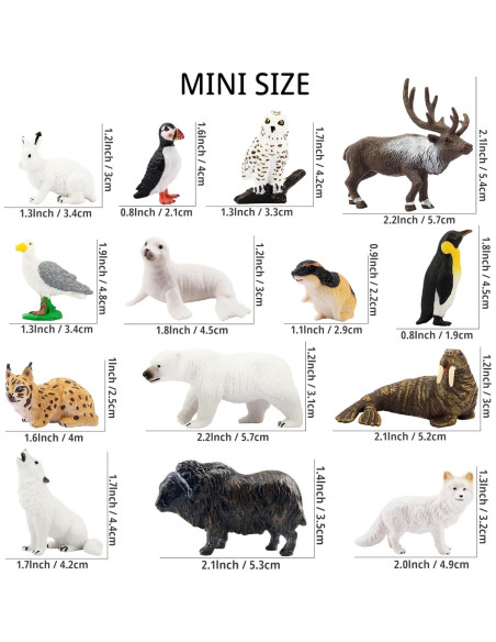 Toymany 14PCS Figuras Mini Animales Árticos Juguetes Educativos