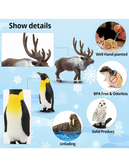 Toymany 14PCS Figuras Mini Animales Árticos Juguetes Educativos
