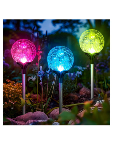 Luces de Jardín Solares GIGALUMI Paquete de 3 Multicolor
