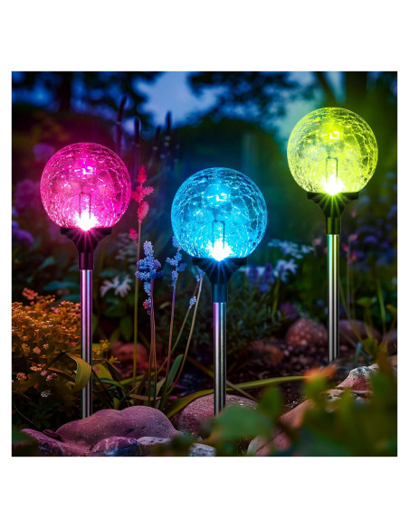 Luces de Jardín Solares GIGALUMI Paquete de 3 Multicolor Luces de Jardín Solares GIGALUMI Paquete de 3 Multicolor