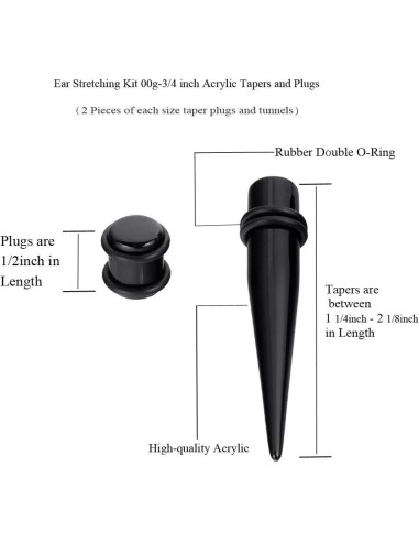 Kit de Estiramiento de Orejas Oyaface 24PC 00G-20mm Acrílico