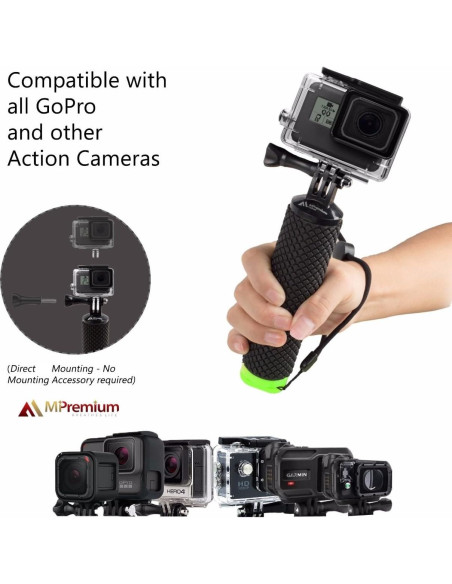 Mango Flotante Impermeable MiPremium Verde para GoPro Hero