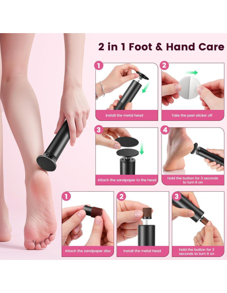 Removedor de Callos Eléctrico Inalámbrico Dsquu HX12-PK 6 Velocidades Removedor de Callos Eléctrico Inalámbrico Dsquu HX12-PK 6 Velocidades