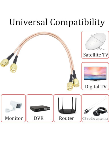 Cable Coaxial SMA Macho a Macho RG316 20cm - 2 Pack