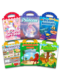 6 Libros de Pegatinas Reutilizables Meleetoon para Niños 2-4 Años
