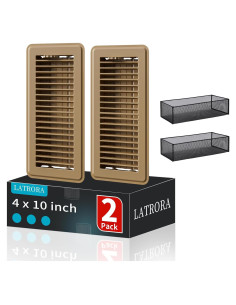 Paquete de 2 rejillas de piso 10 x 25 cm metal marrón