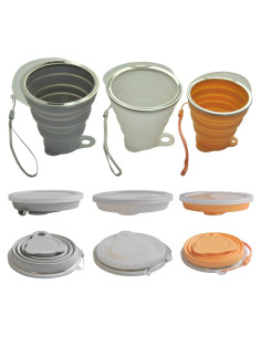 Tazas de Camping Plegables Geolinhome - Silicona 3 Pzs 180-320 ml