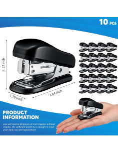 Paquete de 10 Mini Grapadoras Sherr con 15000 Grapas 25 Hojas 2
