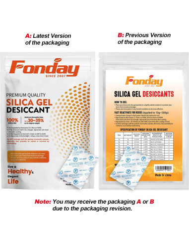 50 Paquetes de Gel de Silica Grado Alimenticio Fonday 1 Gramo