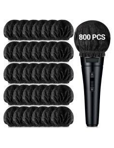 800 Cubiertas de Micrófono Desechables No Tejidas - Negro