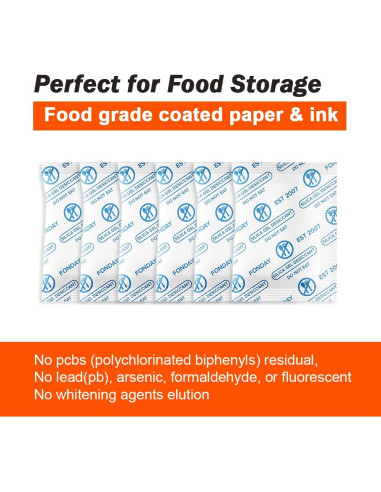 50 Paquetes de Gel de Silica Grado Alimenticio Fonday 1 Gramo