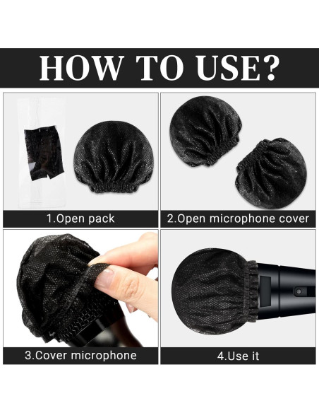 800 Cubiertas de Micrófono Desechables No Tejidas - Negro