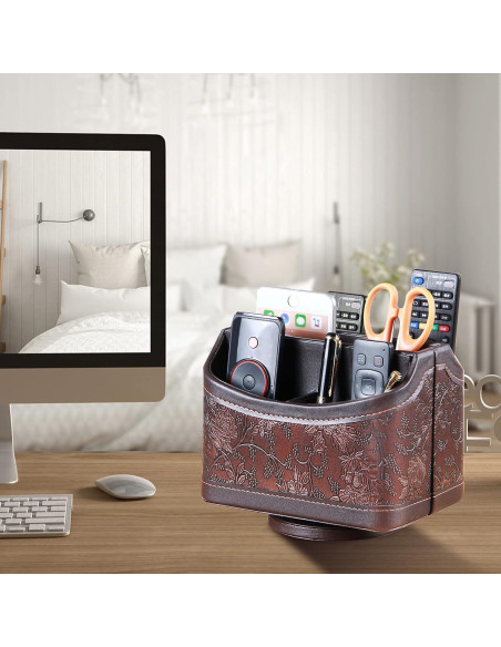 Soporte Organizador de Control Remoto YAPISHI 360 Cuero Sintético