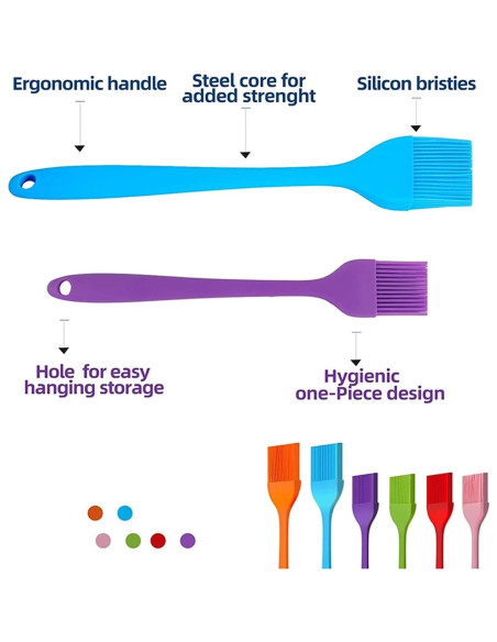 Juego de Brochas de Silicona Febarula 2-Pack Resistente al Calor