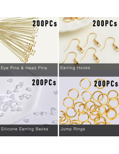 Ganchos Hipoalergénicos para Pendientes Stino 800 Piezas Oro 2