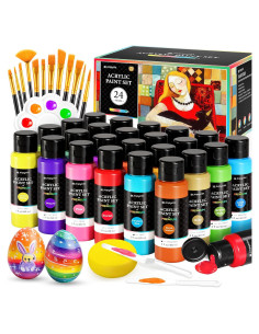 Juego de Pintura Acrílica POPYOLA 40 PCS 24 Colores 60ml