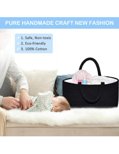 Organizador de Pañales ABenkle Grande Algodón Trenzado 36x22cm 2