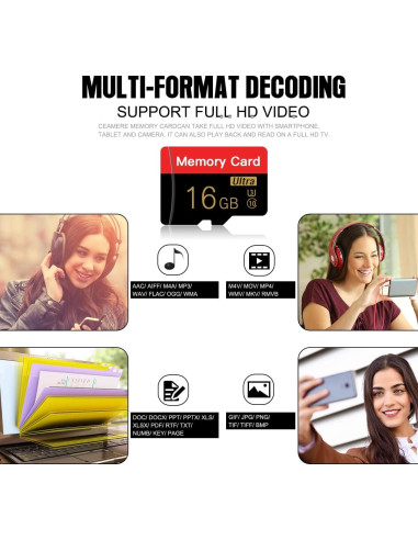 Paquete Doble de Tarjetas de Memoria Micro 16GB ESHAKHARE C10 U3