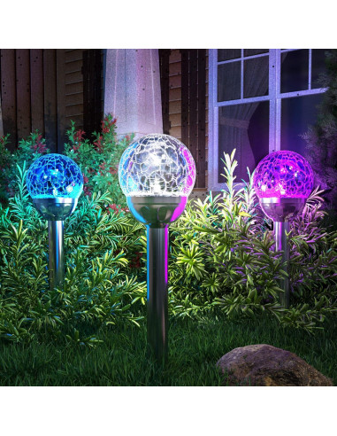 Luces Solares de Jardín GIGALUMI, Paquete de 3, LED Cambiante
