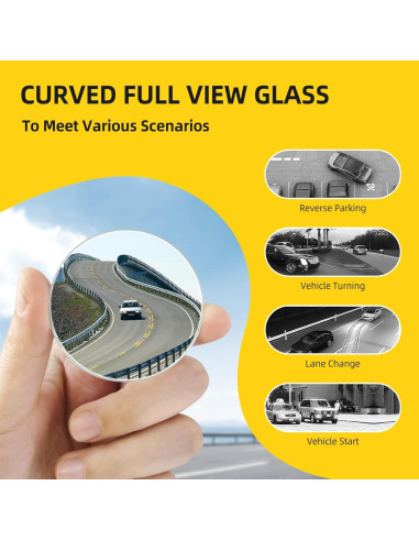 Espejo de Punto Ciego Aenfaiy Redondo 5.08 cm Ajustable - Paquete de 2