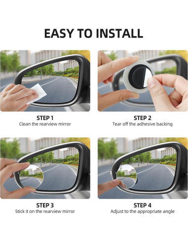 Espejo de Punto Ciego Aenfaiy Redondo 5.08 cm Ajustable - Paquete de 2