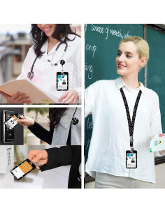 Porta Credencial Retráctil Coaott Mármol Negro con Clip 2