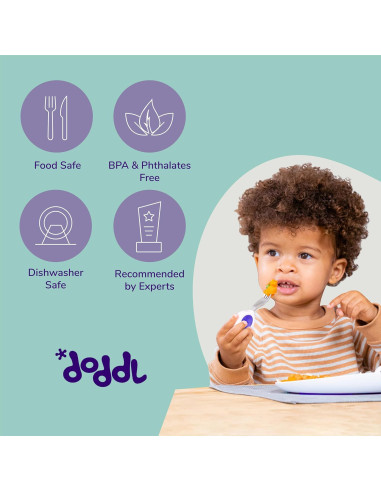 Juego de Cubiertos Doddl para Niños - Tenedor y Cuchara Aqua