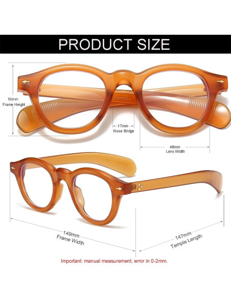 Gafas de Luz Azul NIDOVIX Redondas Unisex sin Prescripción