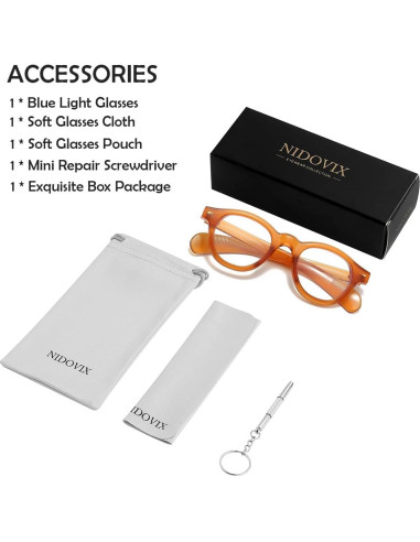 Gafas de Luz Azul NIDOVIX Redondas Unisex sin Prescripción
